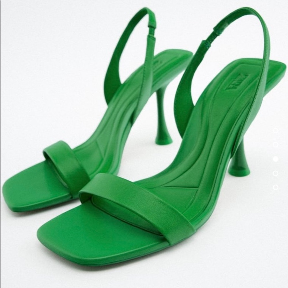 Zara slingback heeled green leather sandel